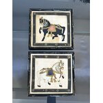 cadres-anciens-bois-noirci-peinture-sur-soie-cheval-indien-napoleon-3-brocante-antiquites