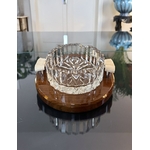 cendrier art deco moderniste cristal plateau noyer poignees ivoire objet decoration vintage style 1930 antiquaire france brocante