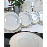 assiettes-creuses-anciennes-porcelaine-ivoire-et-or-service-de-table-art-deco-brocante-antiquaire-vaisselle-vintage