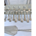 couverts-a-dessert-fourchettes-a-gateau-metal-argente-pelle-de-service-menagère-ancienne-style-art-deco-brocante-vintage-art-de-la-table-antiquaire