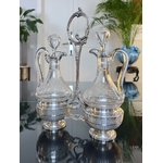 huile-vinaigre-serviteur-metal-argente-verre-souffle-decor-grave-vaisselle-ancienne-condiments-antiquaire-brocante-france