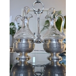 serviteur-huile-vinaire-verre-souffle-metal-argente-style-louis-XV-orfevre-frenais-france-antiquaire-brocante-art-de-la-table-vintage
