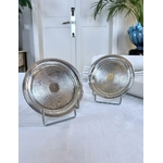 paire-dessous-de-bouteille-metal-blanc-guilloche-vaisselle-vintage-brocante-antiquaire