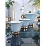 theiere-sucrier-cremier-art-deco-faience-sarreguemines-digoin-vert-celadon-or-fin-service-de-table-vintage-brocante-antiquites