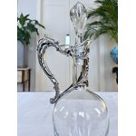 aiguiere-poignee-metal-argente-et-cristal-de-lorraine-verrerie-ancienne-eau-vin-art-de-la-table-antiquaire-brocante
