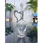 aiguiere-carafe-eau-vin-en-cristal-de-lorraine-poignee-decor-feuillage-acanthe-metal-argente-art-de-la-table-vintage-brocante-antiquaire
