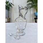 carafe-en-cristal-de-lorraine-aiguiere-metal-argente-eau-vin-art-de-la-table-brocante-vintage-antiquaire