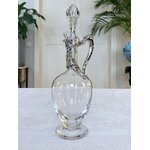 aiguiere-cristal-de-lorraine-poignee-metal-argente-carafe-art-de-la-table-vintage-antiquaire-brocante
