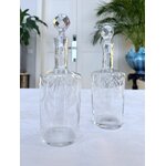 burettes-huile-vinaigre-flacons-en-cristal-souffle-grave-decor-feuillage-condiments-art-de-la-table-ancien-brocante-antiquites-france