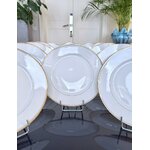 service-assiettes-anciennes-en-porcelaine-blanche-filets-or-fin-decor-moderne-classique-art-de-la-table-francais-brocante-antiquites