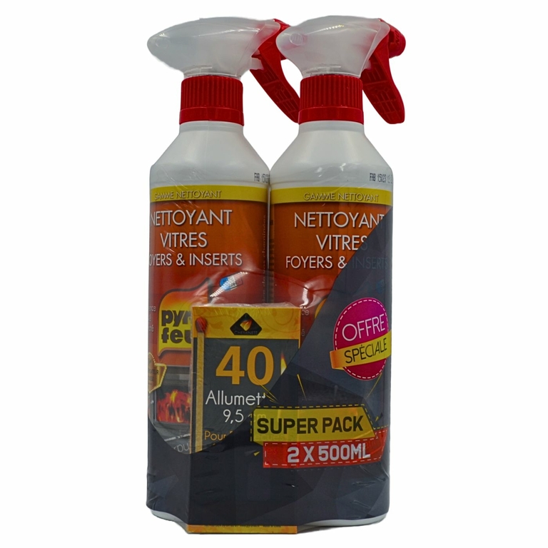 Lot de 2 nettoyants vitres poêles à granulés, inserts, foyers