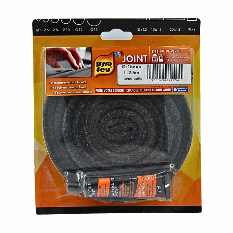 Joint rond d\'étanchéité porte poêle, insert bois et granulé 15 mm