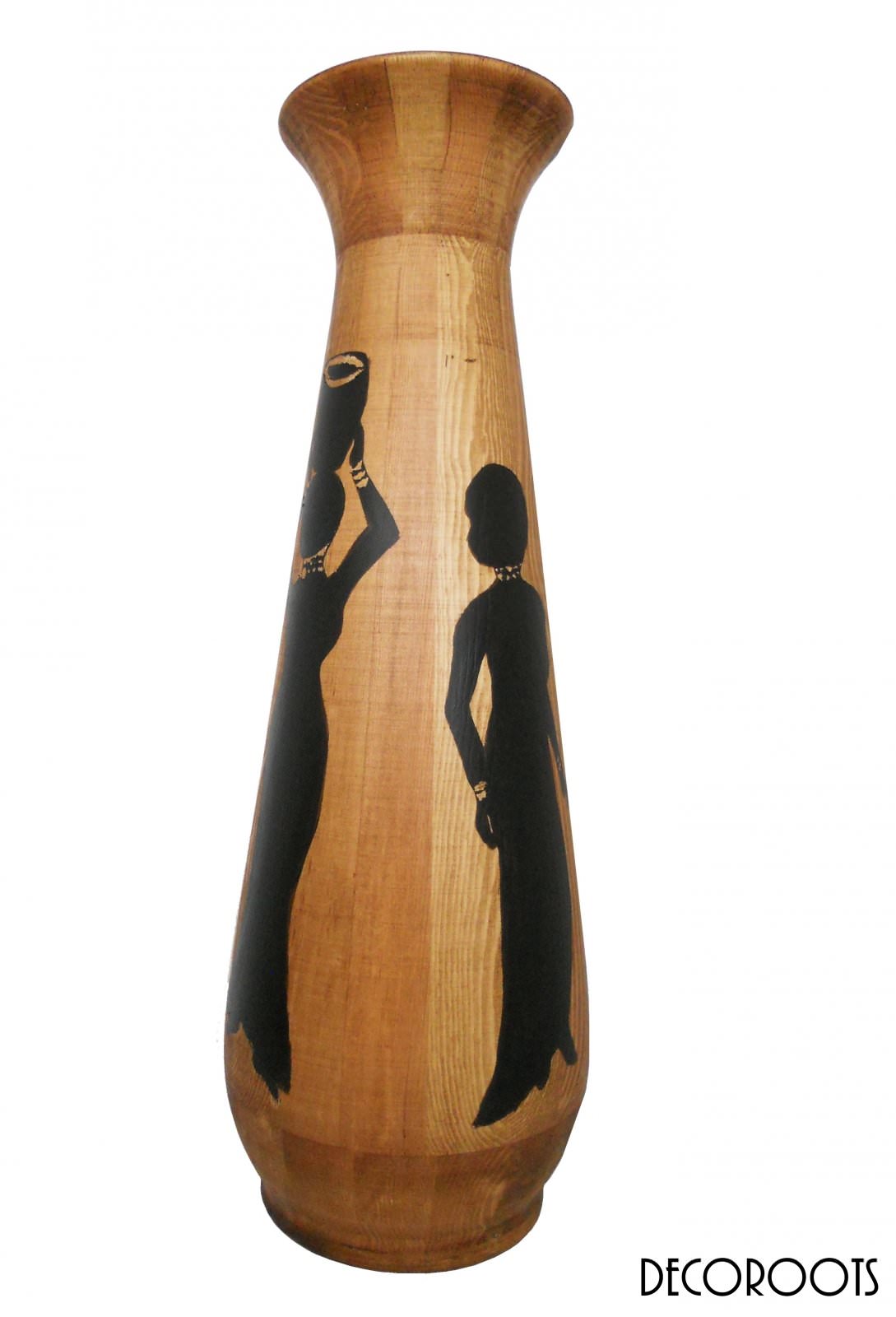vase ethnique afrique en bois peint à la main objet décoratif 7