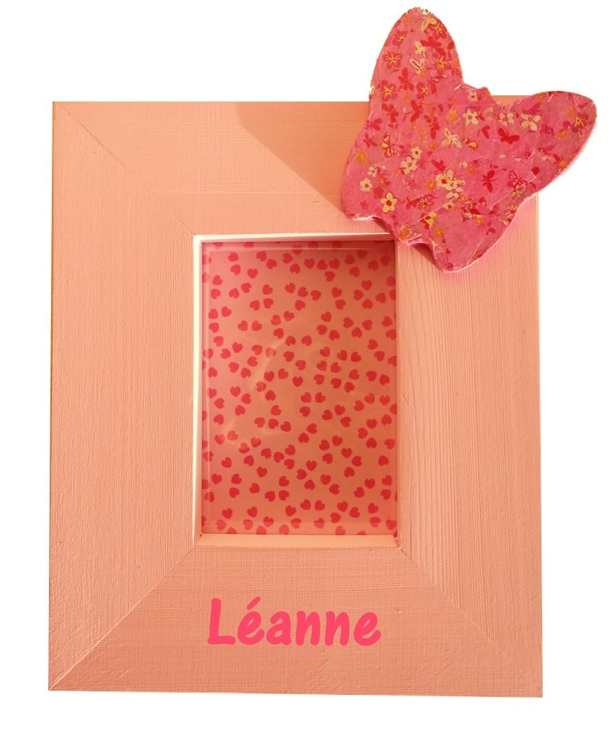 cadre photo enfant bébé fille en bois thème papillon rose 2 22 personnalisé