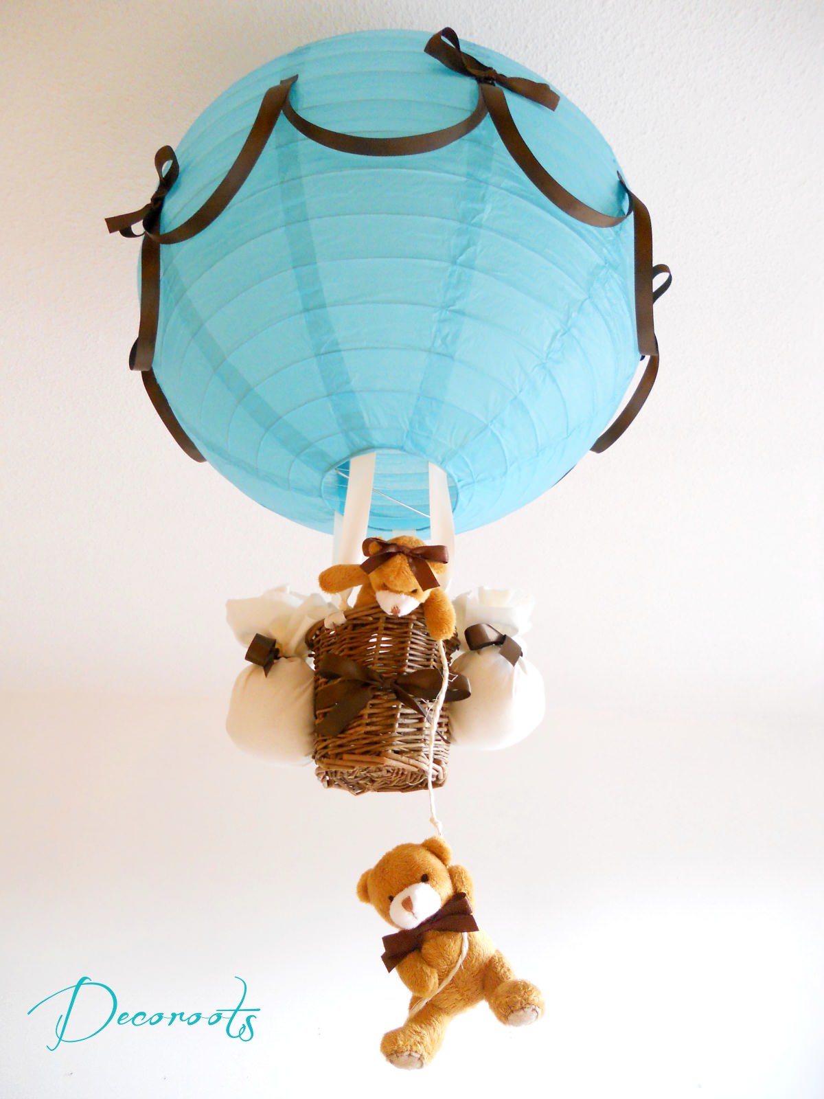 lampe montgolfière enfant bébé ours turquoise bleu marine