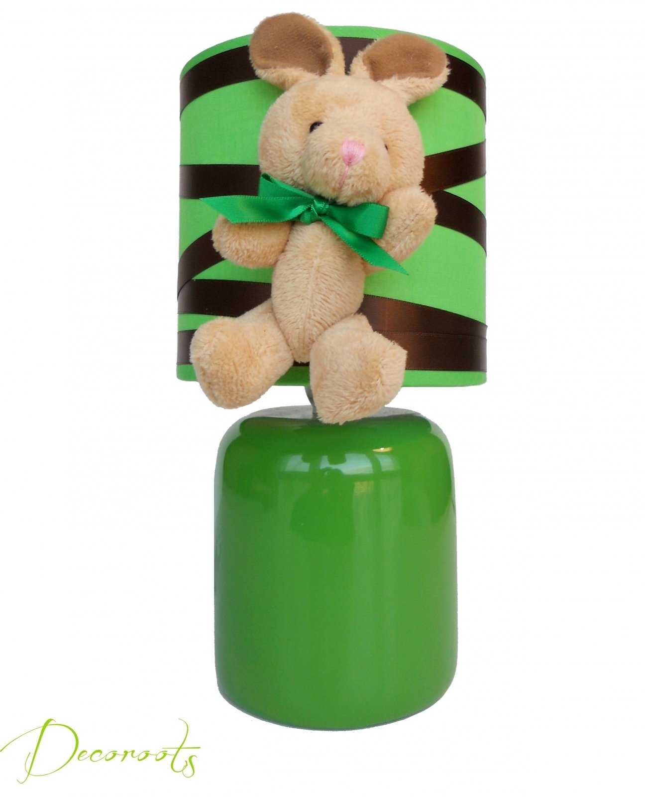 lampe de chevet enfant bébé lapin vert forêt marron chocolat mixte décoration chambre