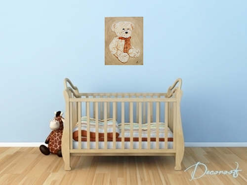 tableau enfant bébé ours en peluche nounours beige marron taupe mixte garçon fille  collection jouet dantan décoration 27