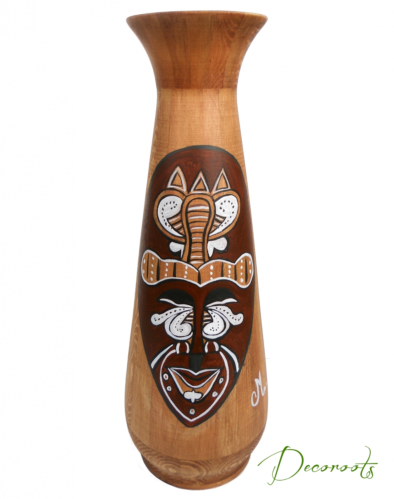 vase décoratif bois ethnique masque africain decoroots