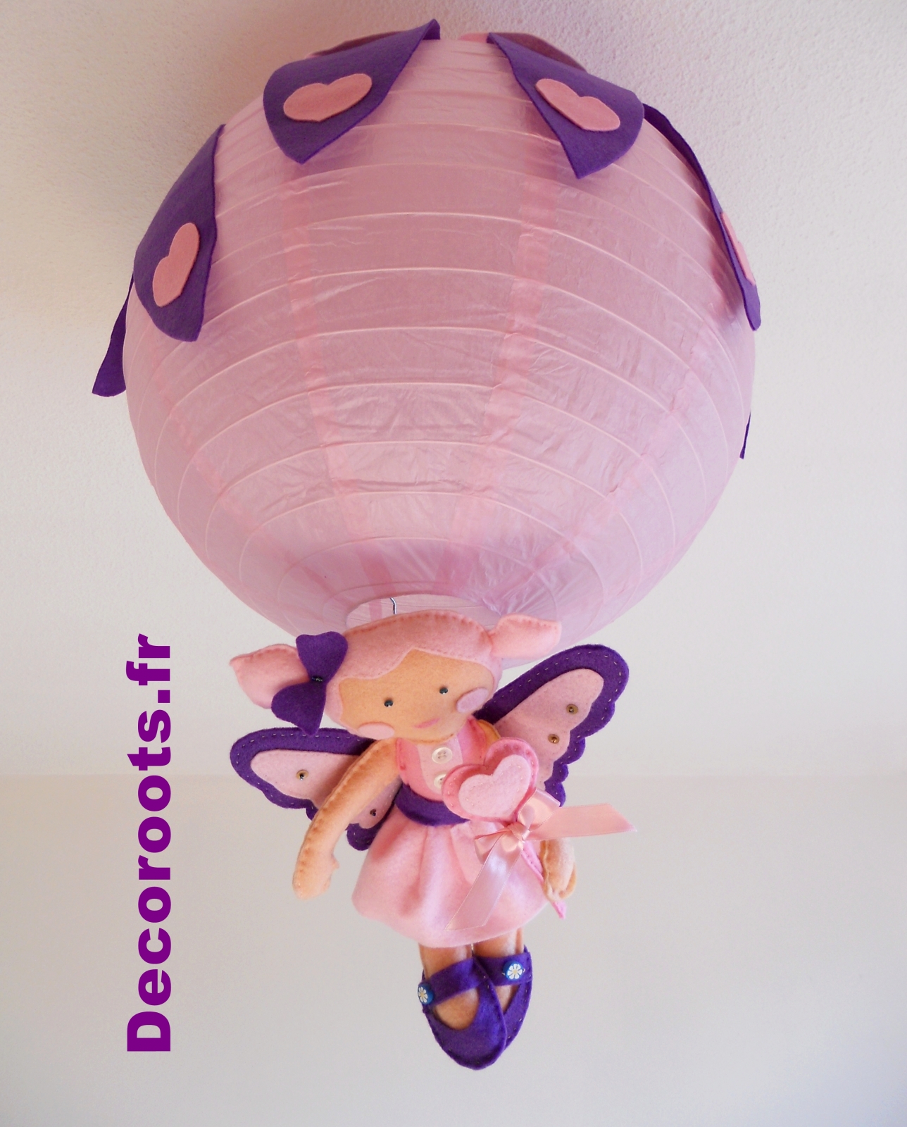 lustre suspension fille fée rose violet