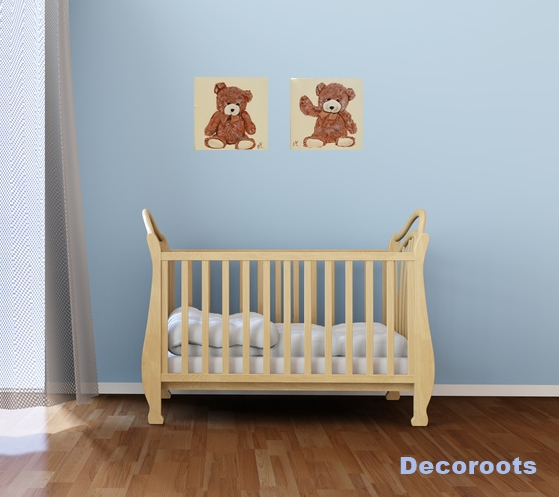 tableau enfant bébé ours beige marron chocolat 5