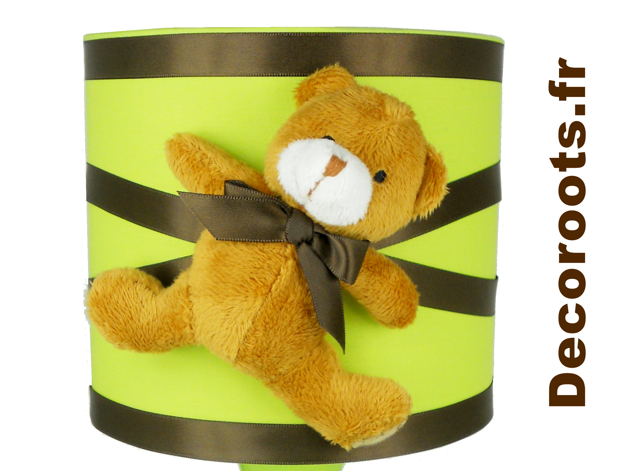 lampe de chevet enfant bébé ours thème forêt vert anis marron chocolat Zoom