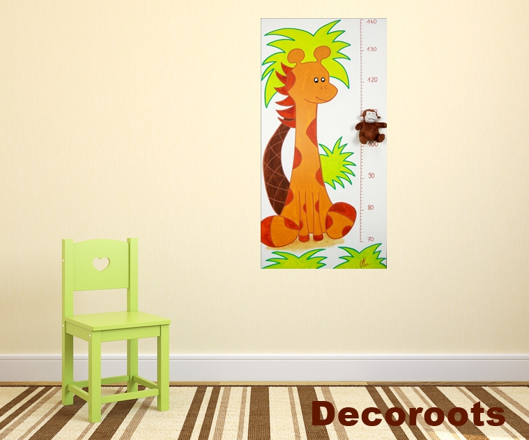 toise enfant bébé thème jungle girafe chambre