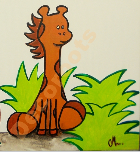 pêle mêle enfant bébé déco jungle girafe vert anis marron chocolat zoom