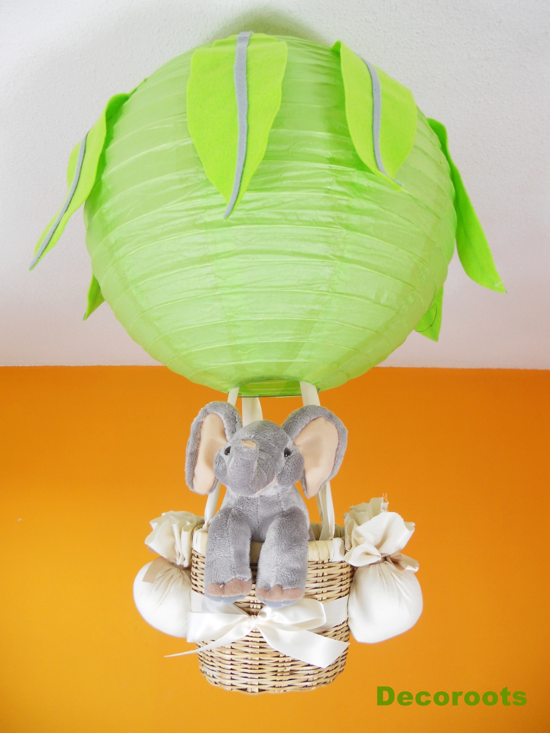 lampe montgolfière jungle éléphant vert gris