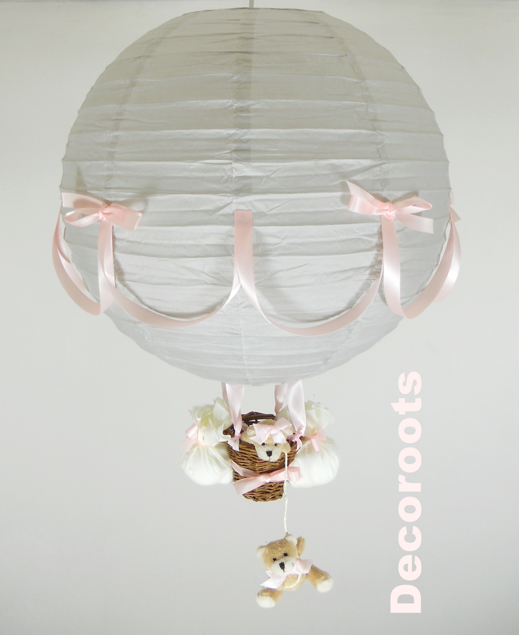 lampe montgolfière gris et rose