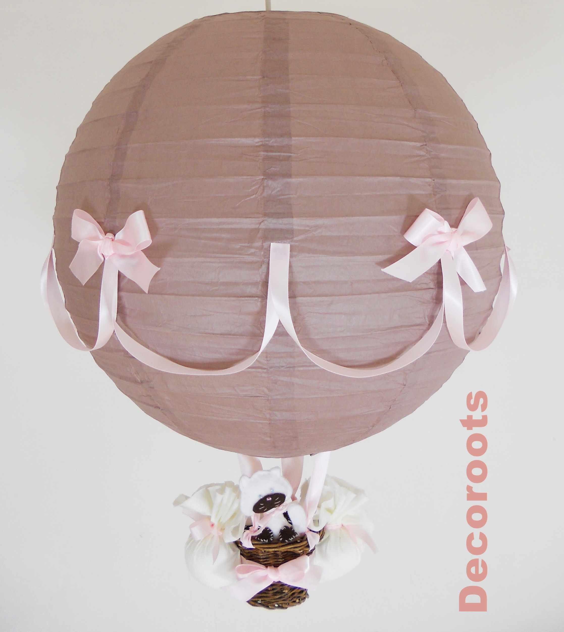 lampe montgolfière enfant bébé chat taupe rose