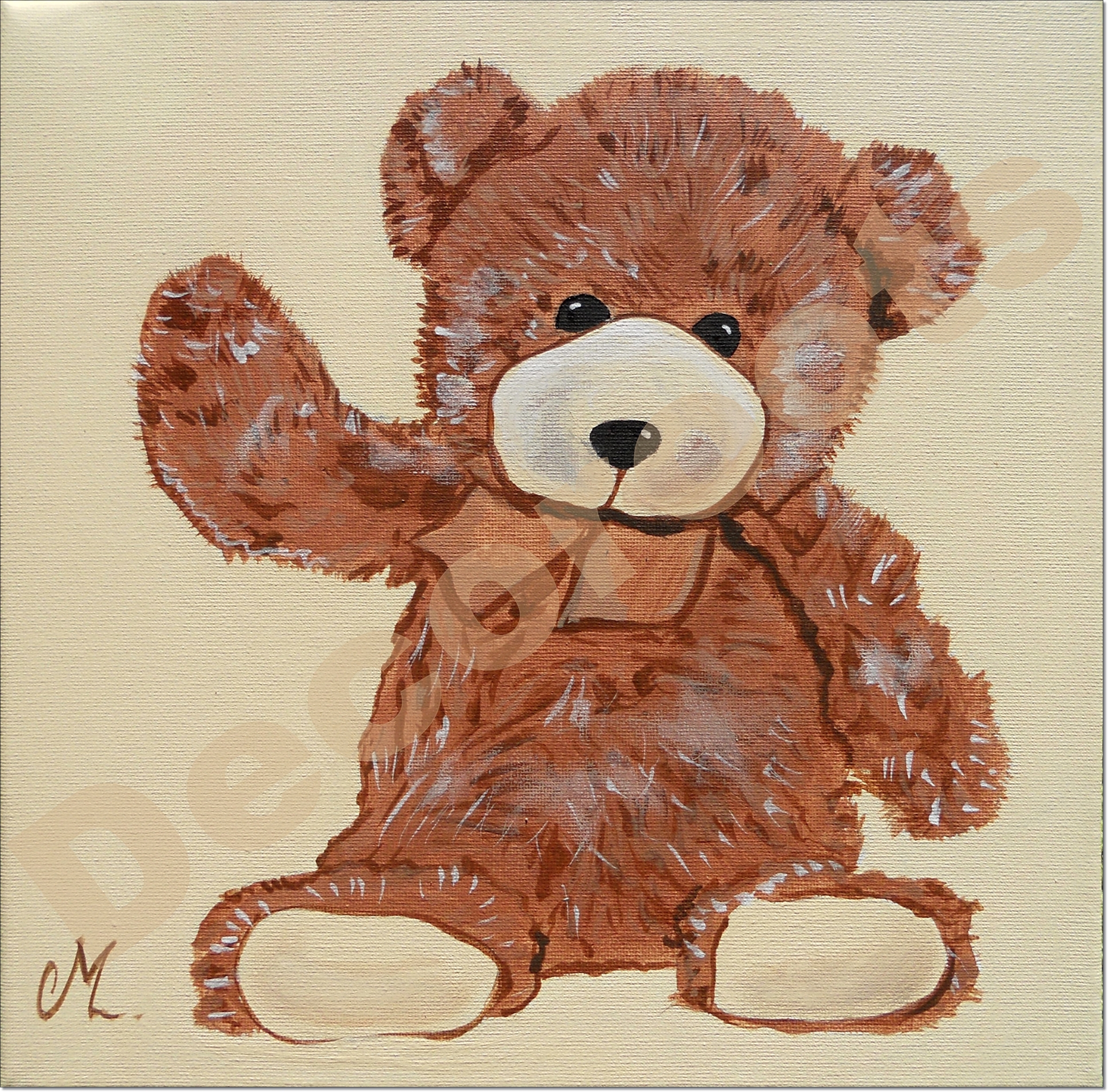 tableau enfant bébé ours beige marron chocolat AF