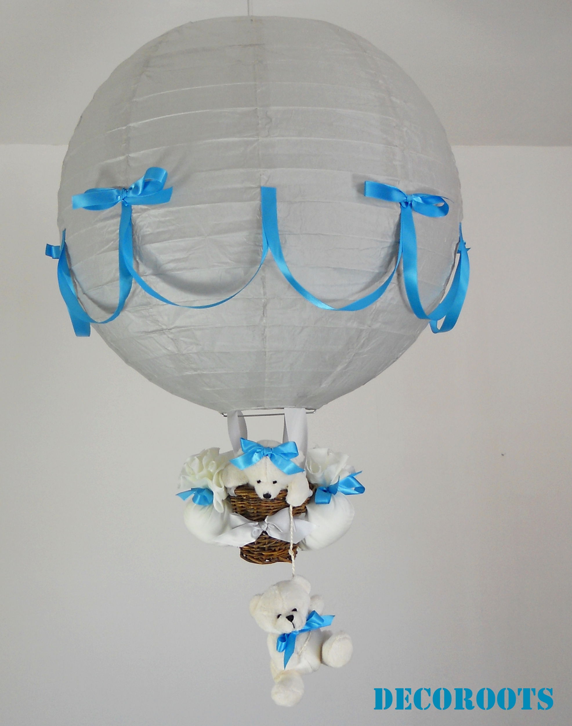 lampe montgolfière bébé gris turquoise