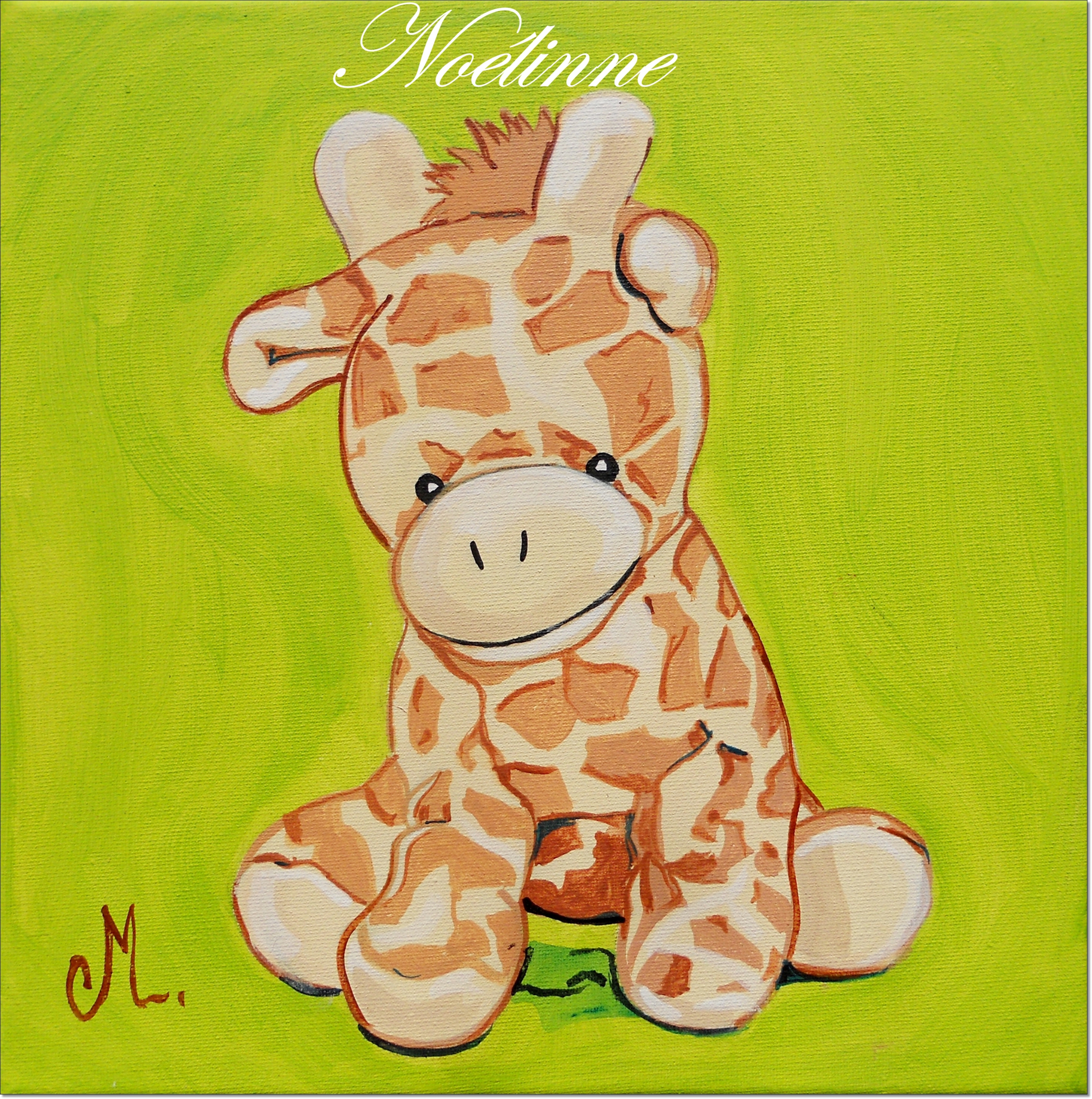 tableau enfant bebe girafe theme jungle personnalise