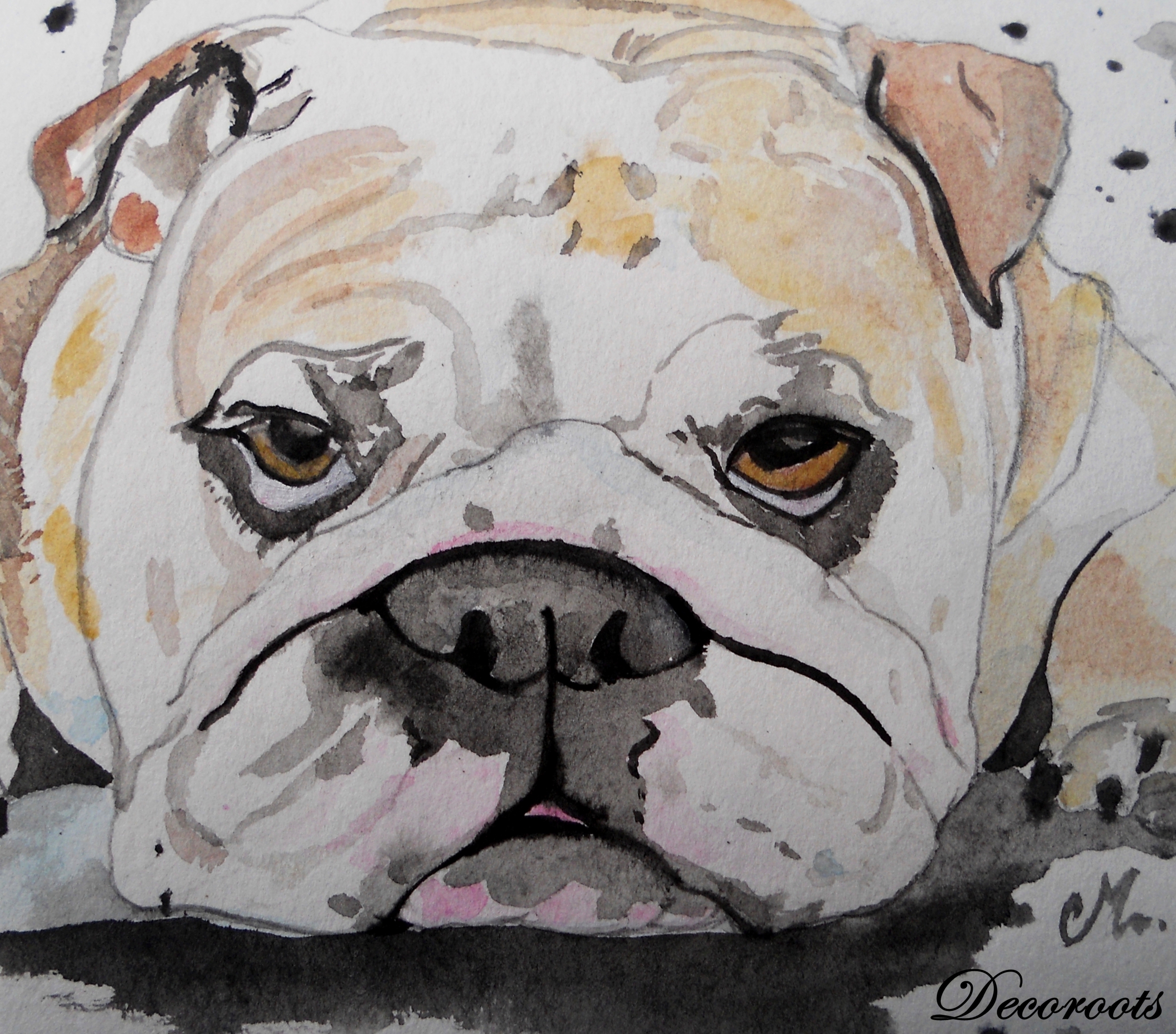 cadre déco bulldog chien aquarelle contemporain design