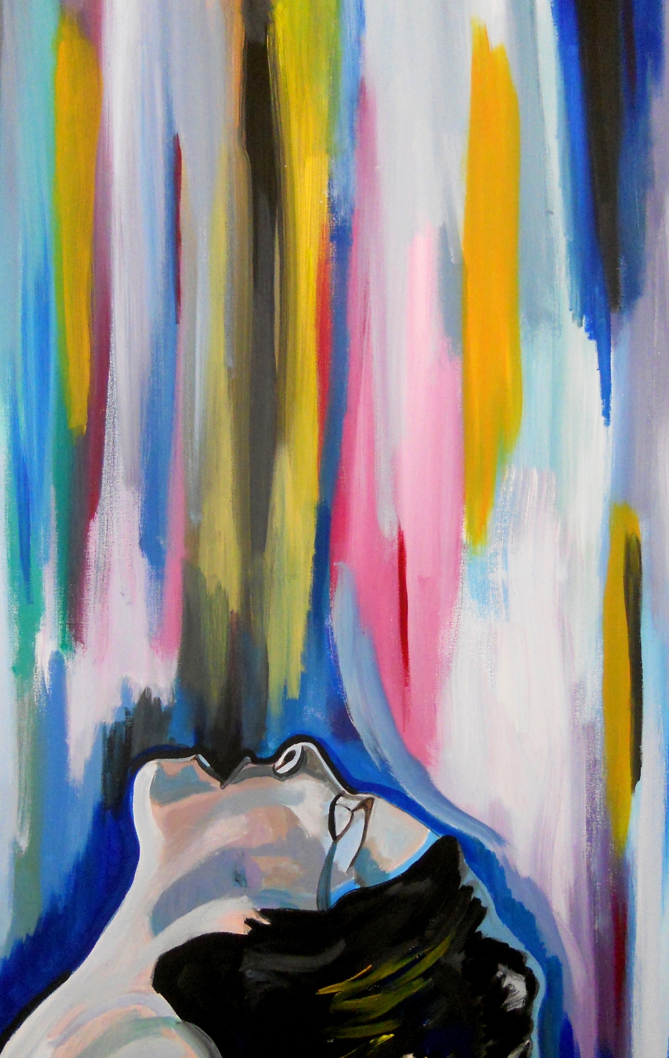 tableau impression toile art contemporain femme multicolore