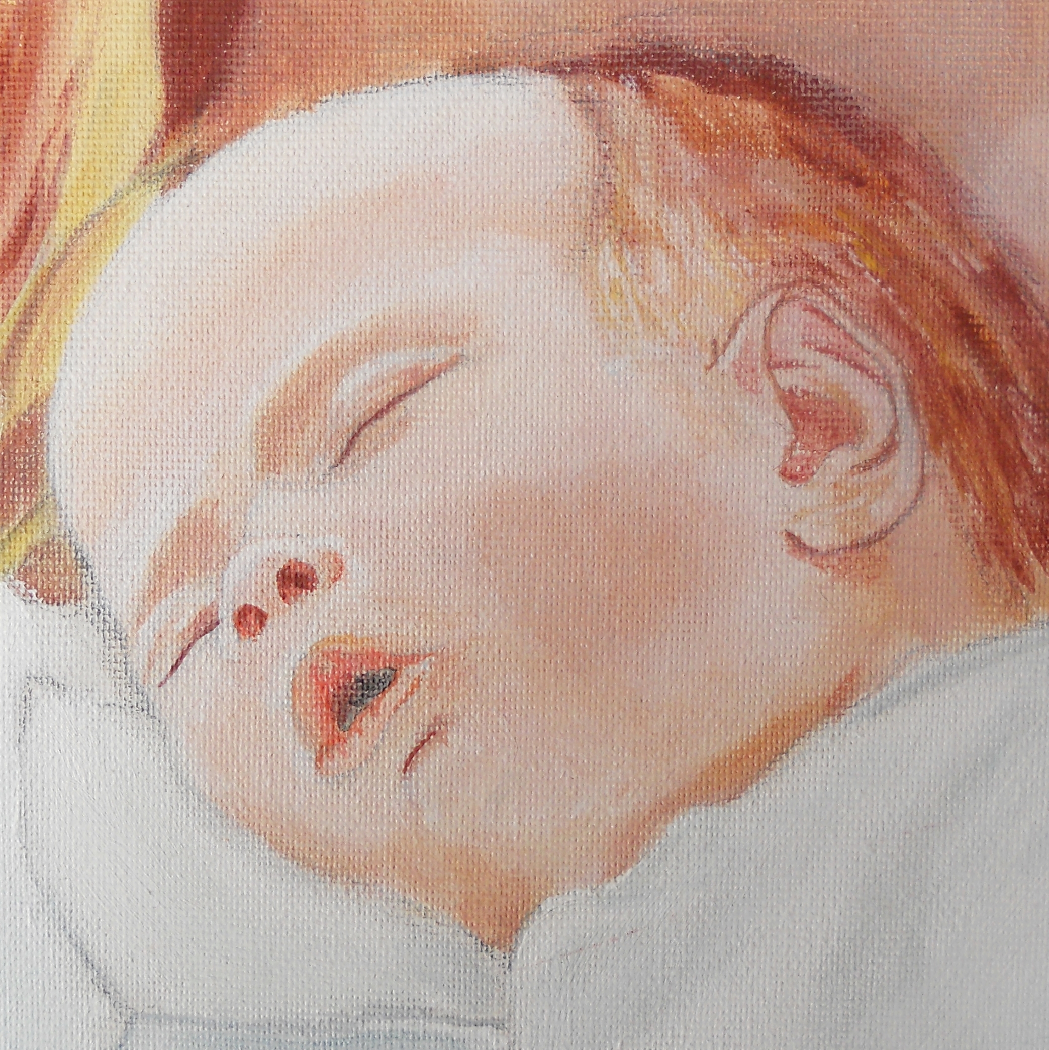 tableau portrait peint à la main d'après photo bébé cadeau naissance baptême