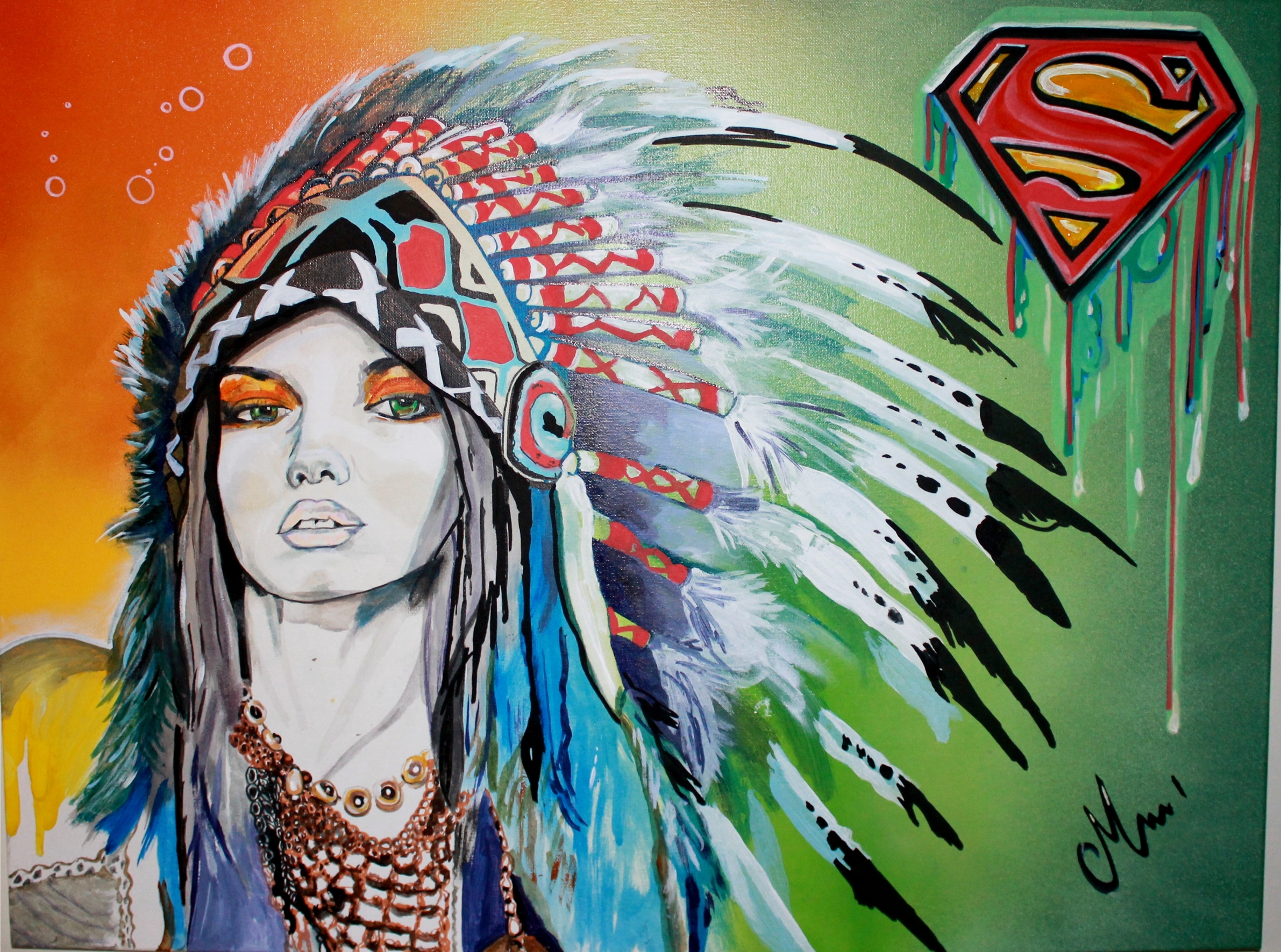 tableau art  contemporain warriors we are superman Art  