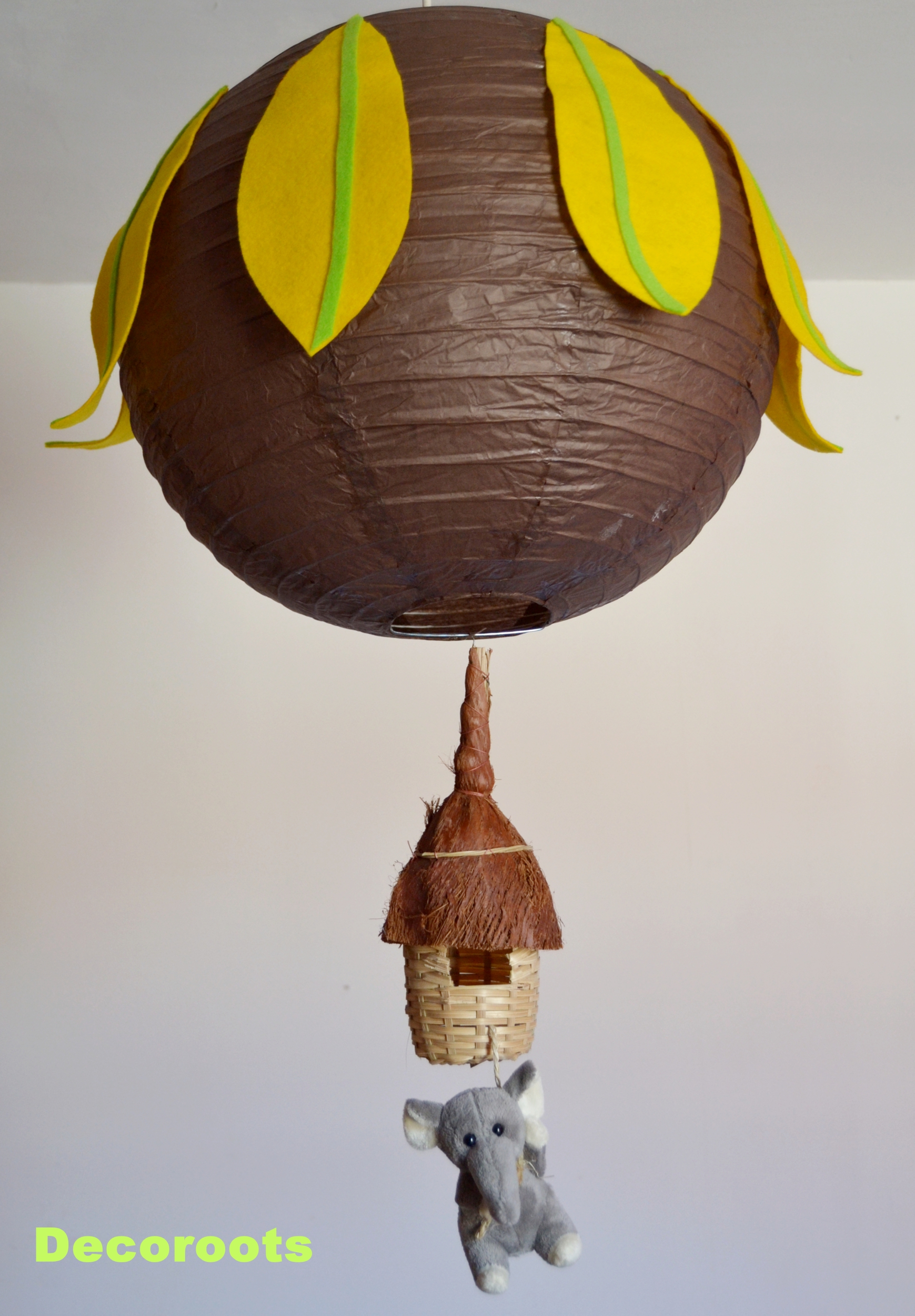 Lustre suspension jungle marron chocolat vert anis jaune éléphant ...