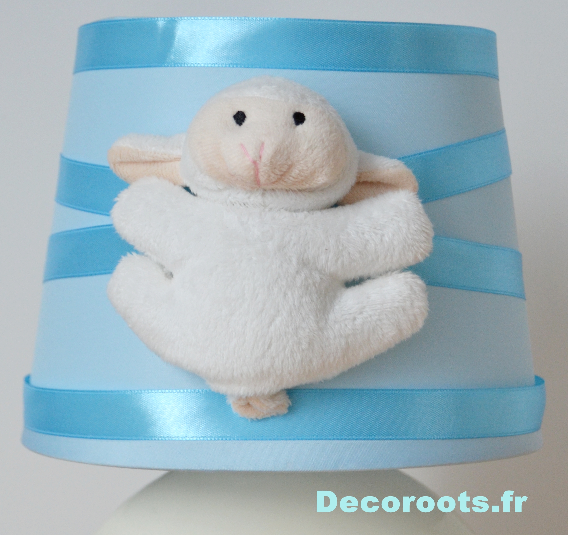 lampe chevet enfant bébé mouton bleu turquoise pastel blanc zoom