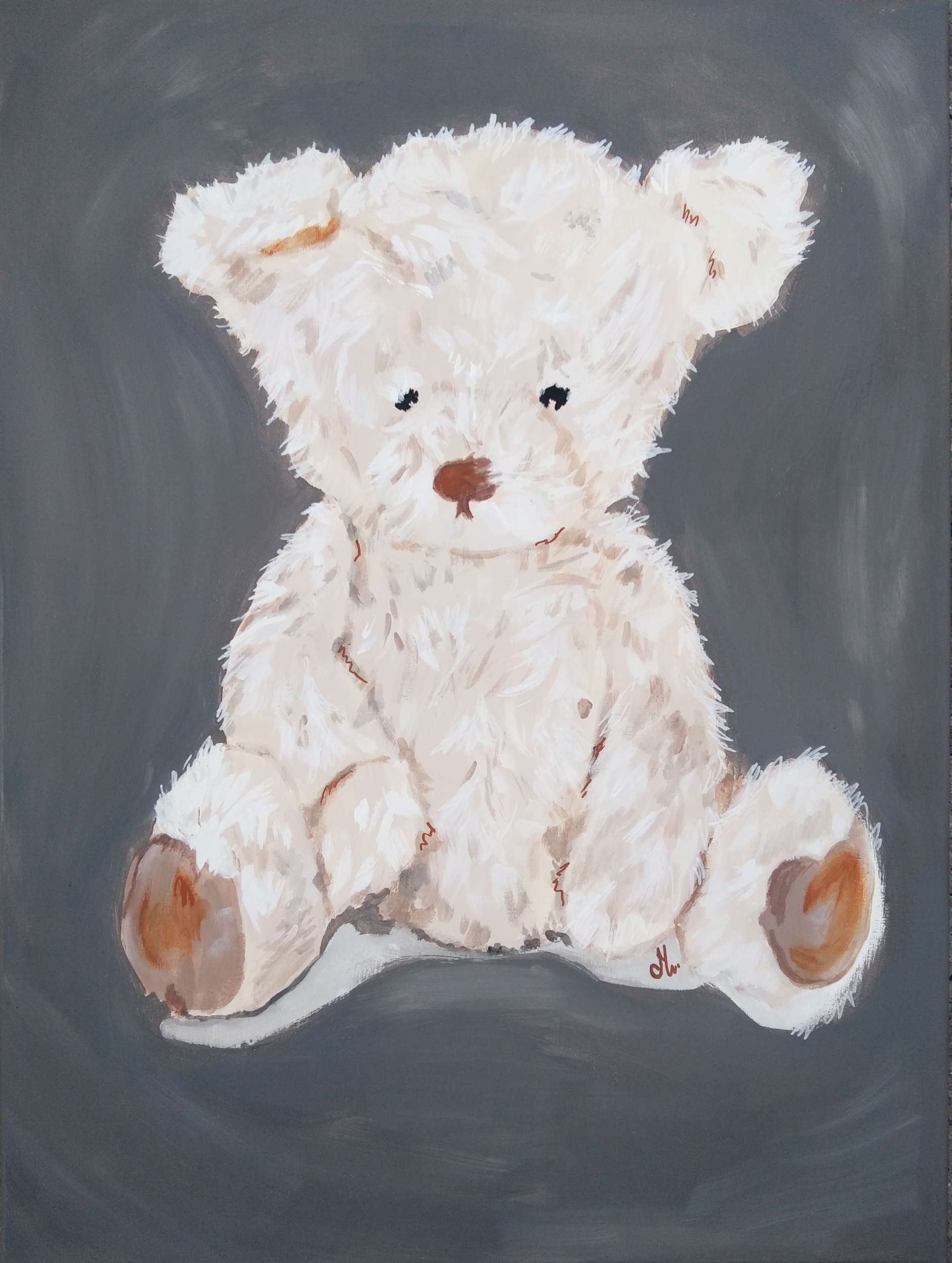 tableau enfant bébé ours mixte gris beige