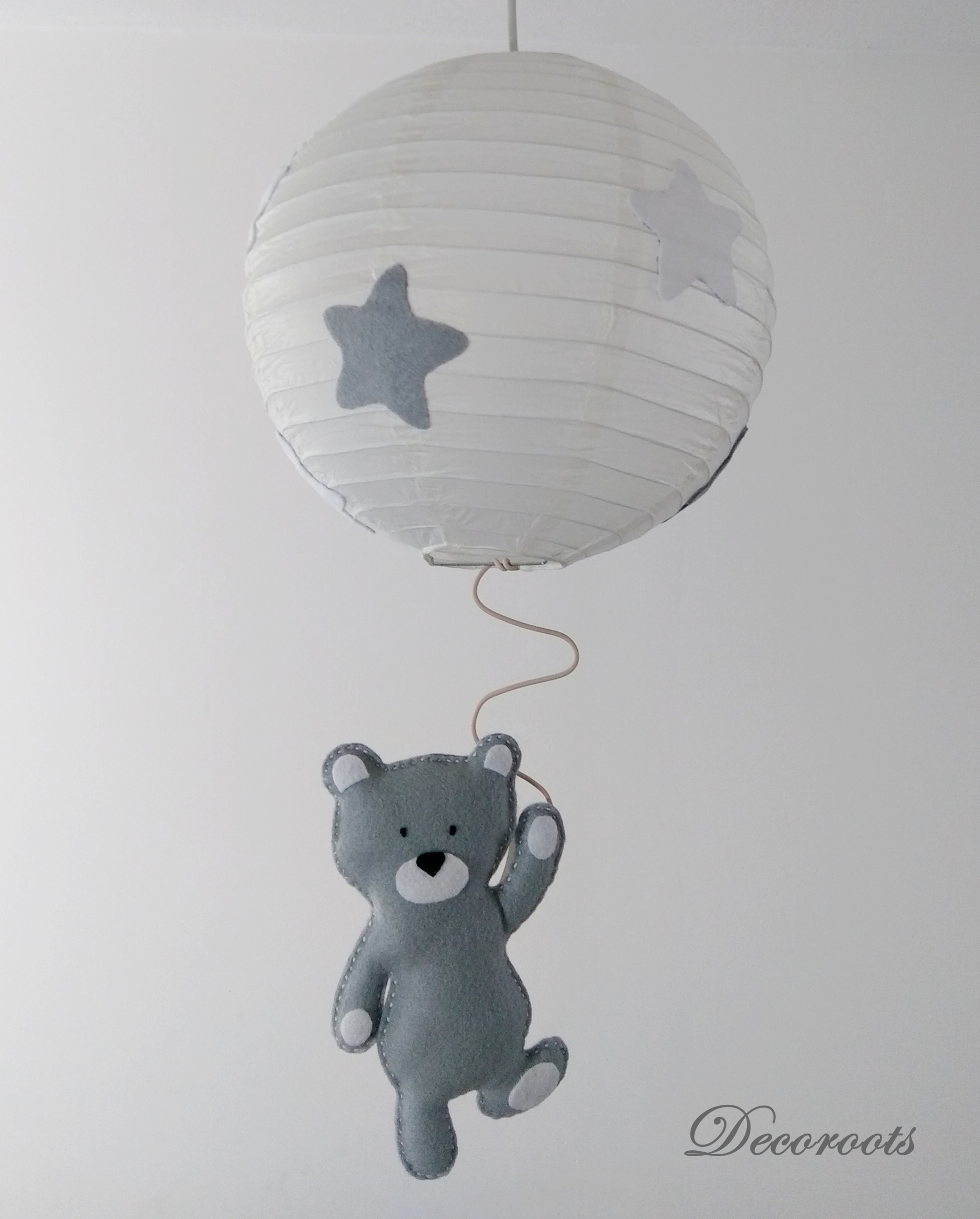 Lustre Suspension Ours Tom Gris Blanc Enfant Bebe Luminaire Enfant Bebe Decoroots