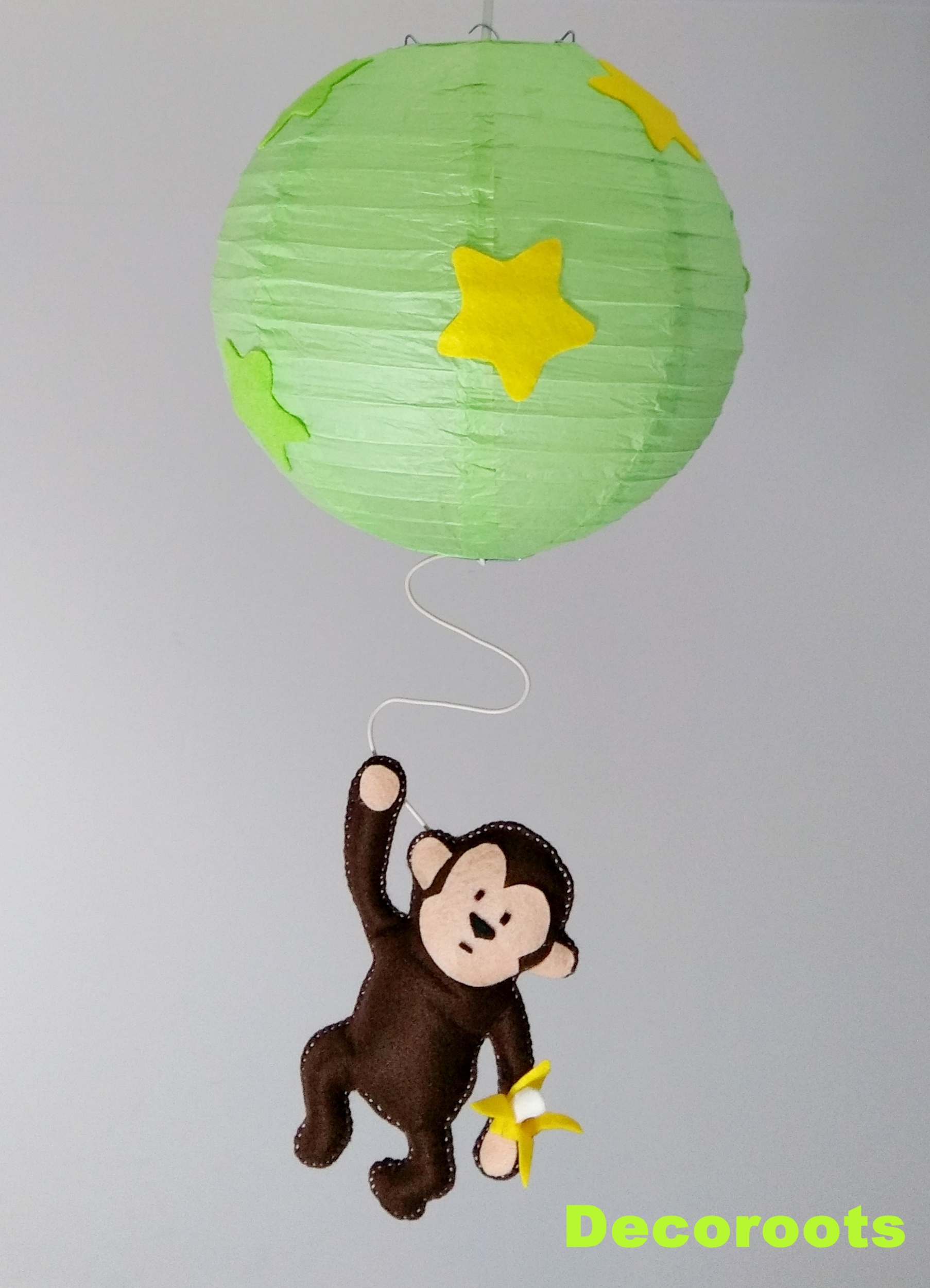 lustre enfant bébé jungle singe vert anis jaune marron chocolat