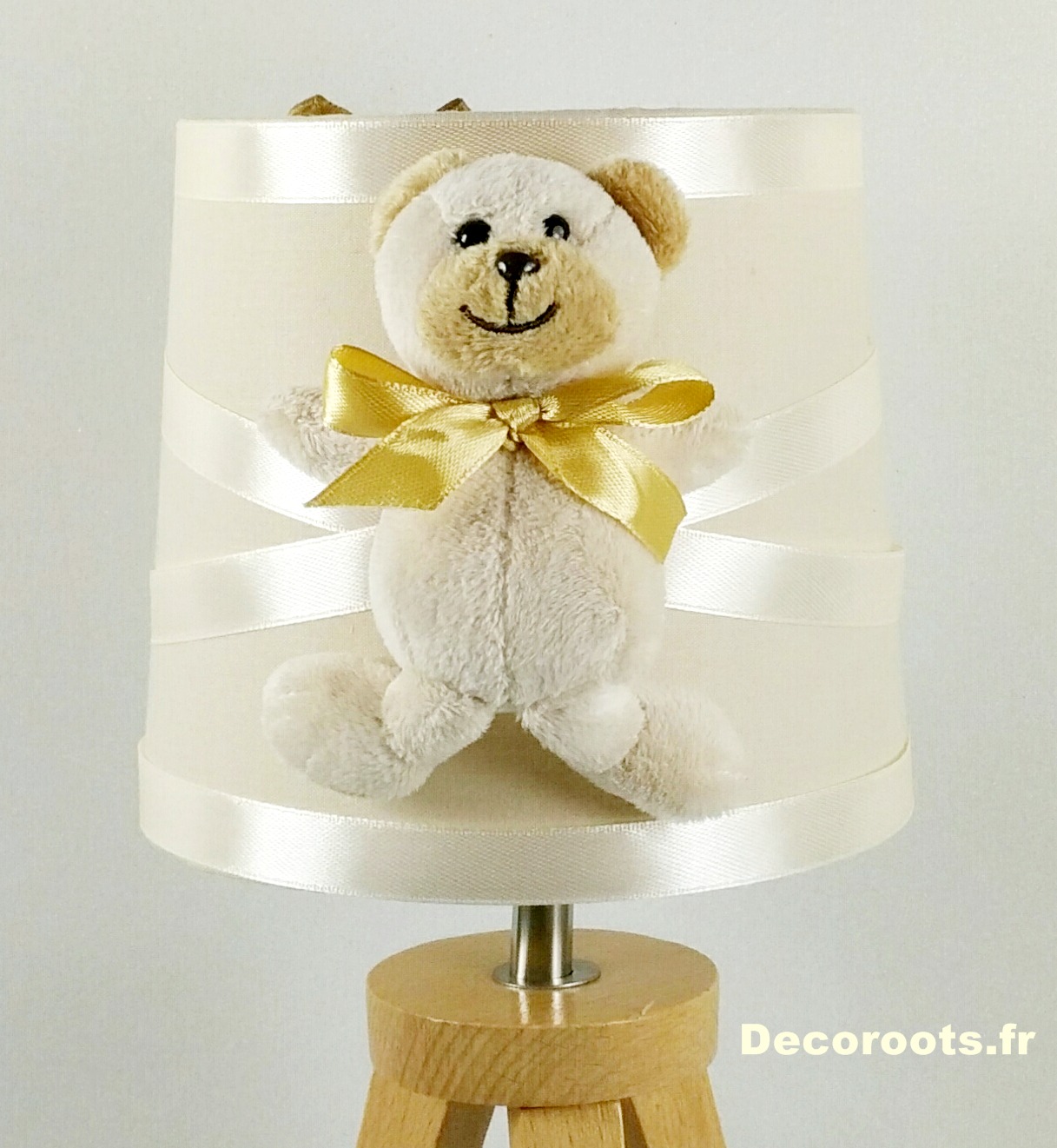 lampe de chevet enfant bebe ours beige mixte bois chambre