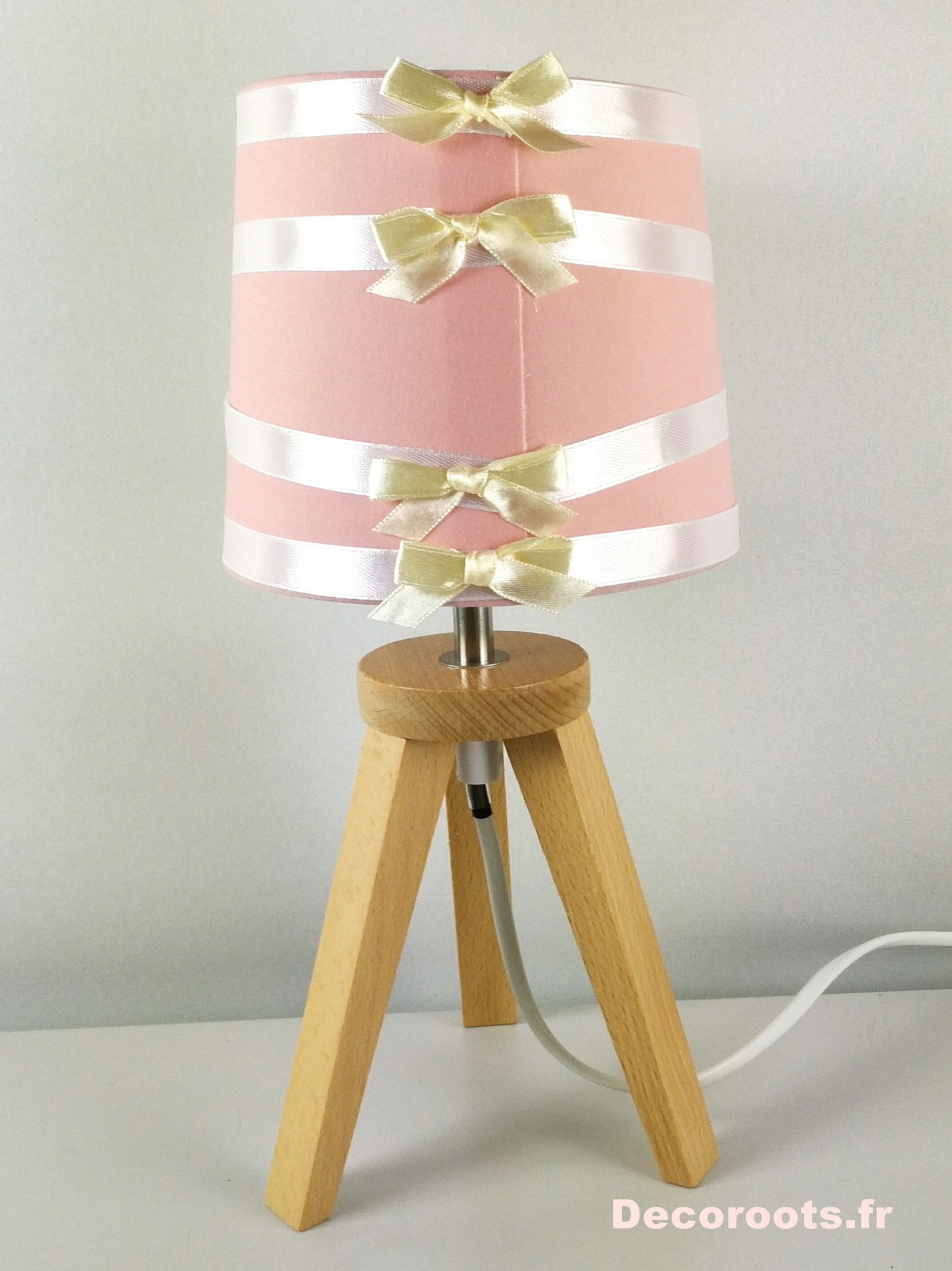 lampe chevet ours fille rose et blanc beige - Enfant bébé ...