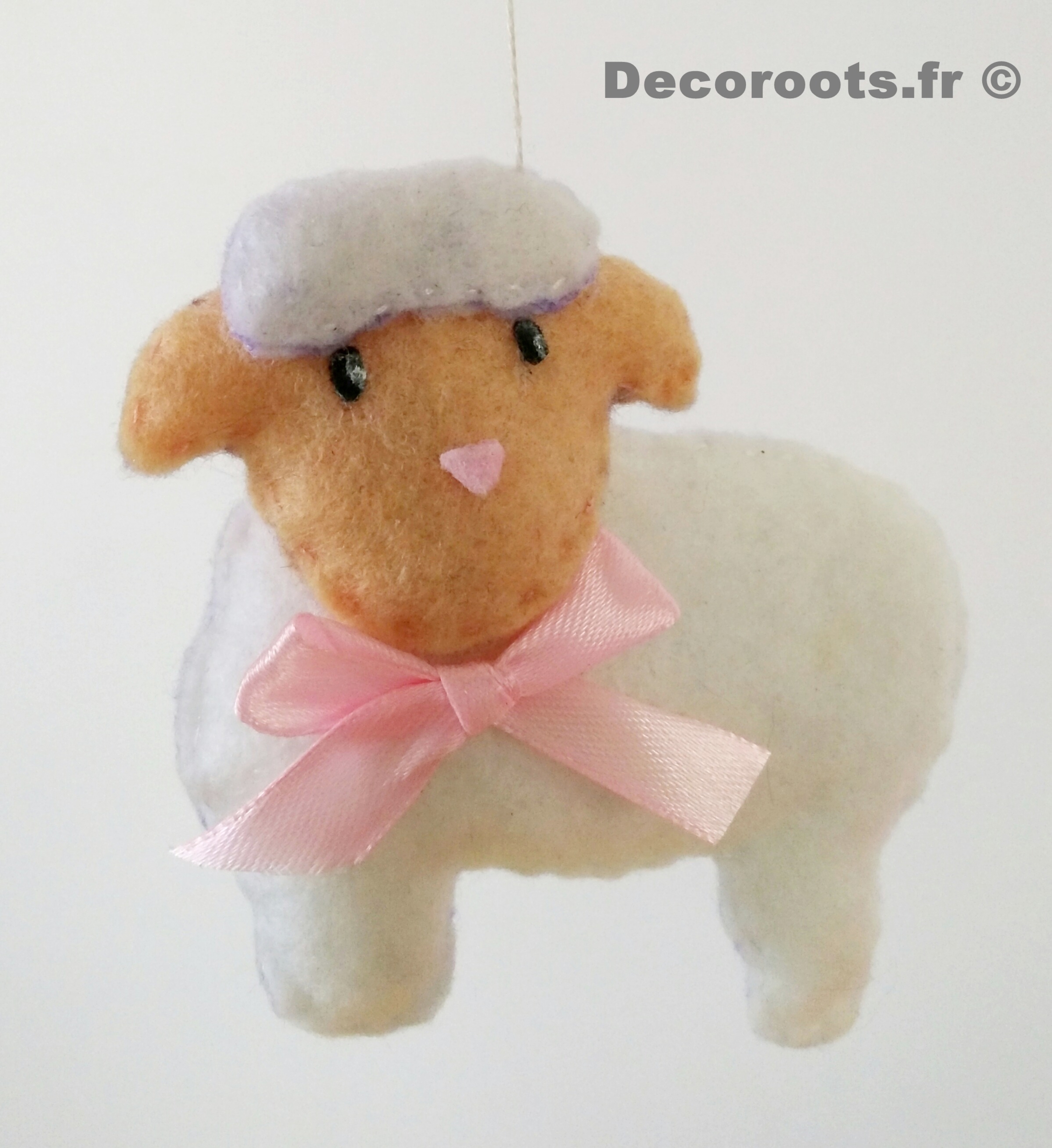 mobile bébé animaux fille ours lapin mouton chat rose blanc gris cadeau naissance 3
