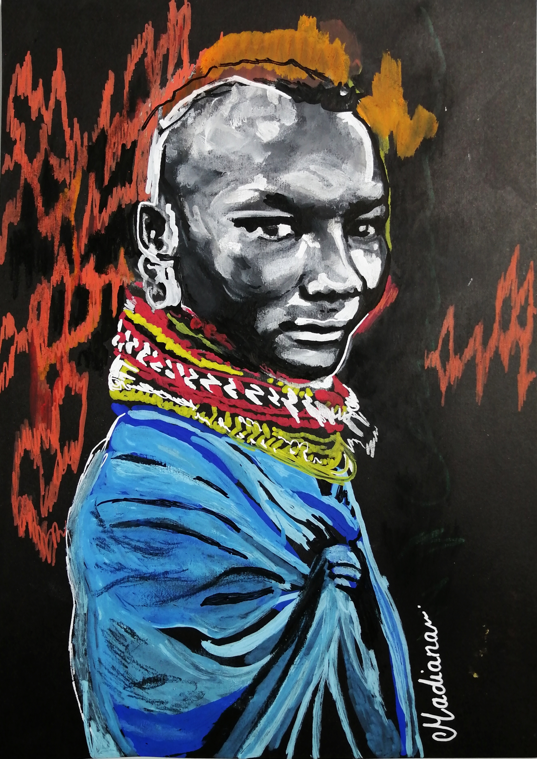 affiche poster art guerrier massaï ethnique afrique