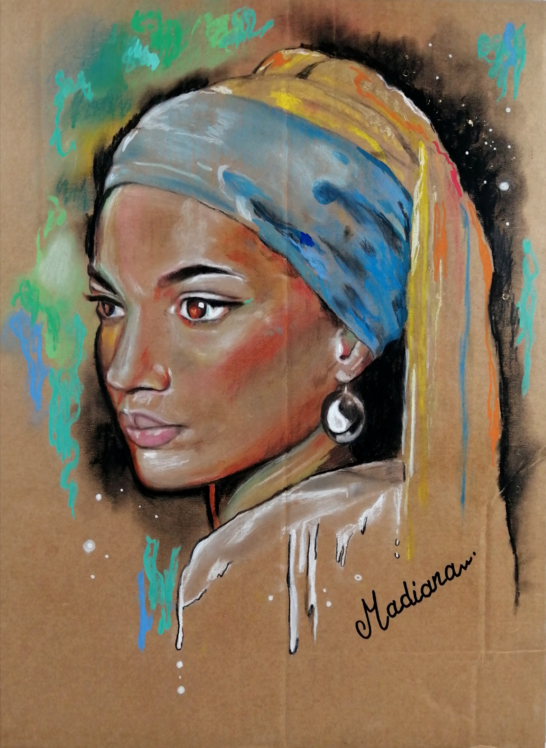 dessin art contemporain femme noire afrique espace univers