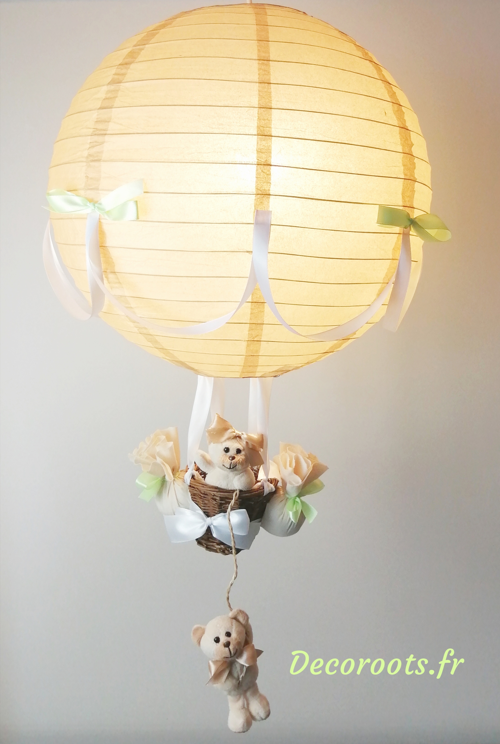 lampe montgolfière enfant bébé beige vert eau mixte décoration 2