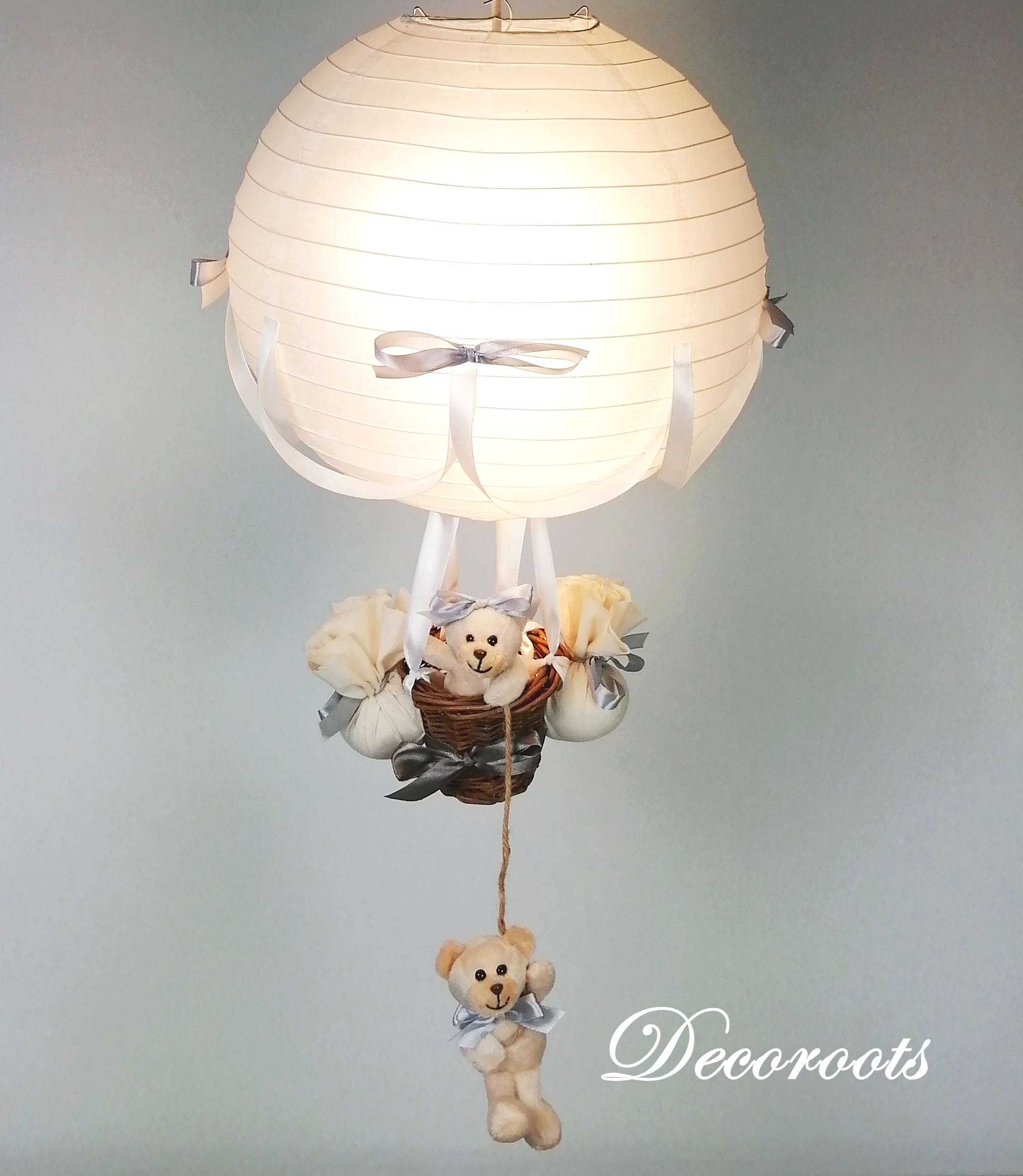 lampe montgolfière blanc gris beige mixte décoration enfant lustre