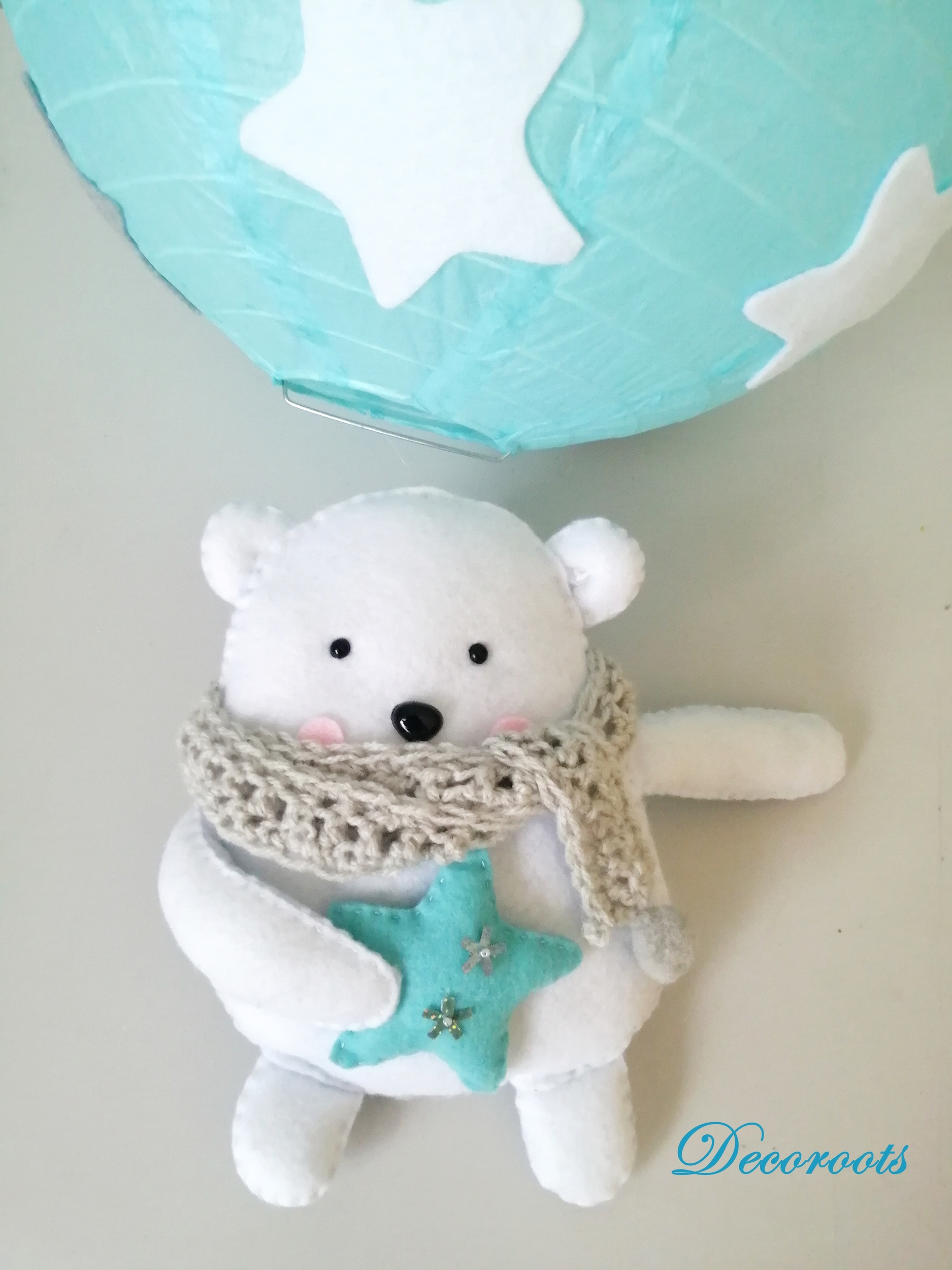lampe enfant bébé garçon ours polaire bleu truquoise blanc gris étoile naissance cadeau peluche
